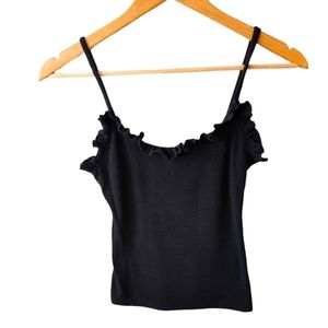 Truly Madly Deeply Black Ruffle Tank Top Size Small